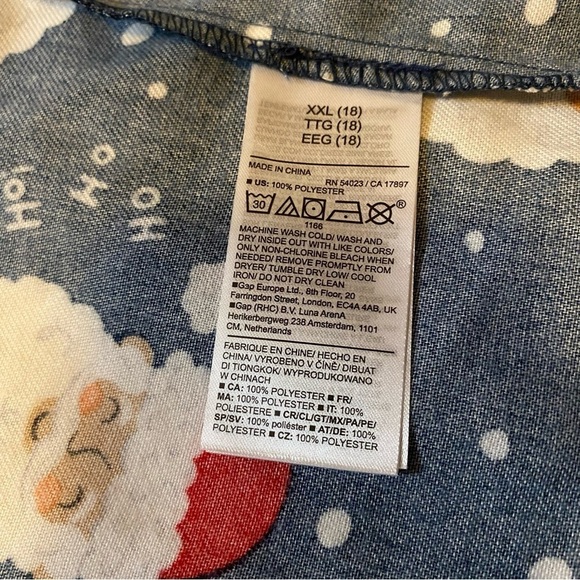 NWT Old Navy Brown Face Santa Claus Christmas Unisex Button Pajamas Shirt  XXL - Picture 13 of 16